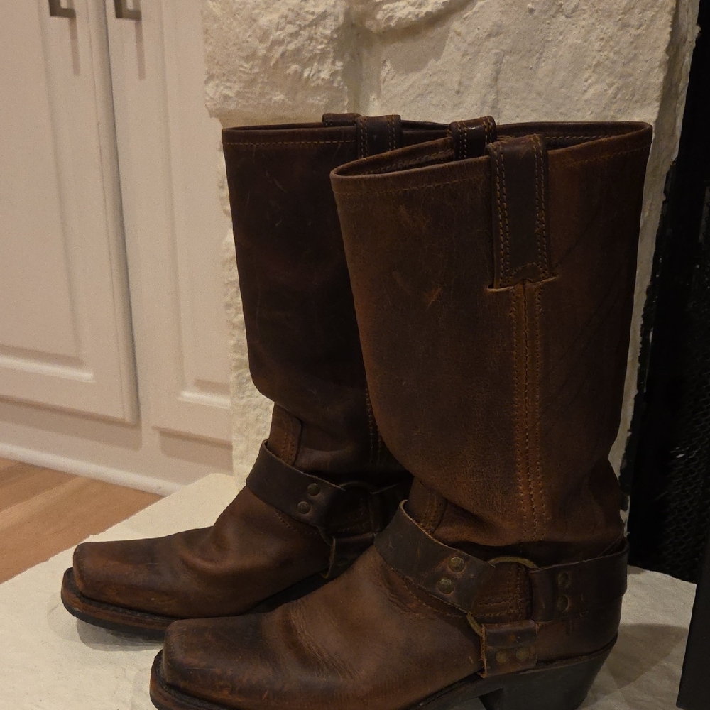Frye Brown Leather Heeled Boots